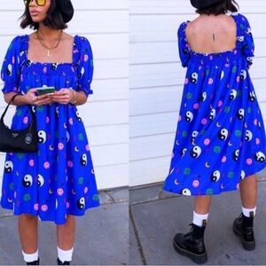 Dressed in LALA Blue Smocked Babydoll Dress